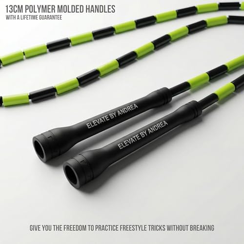 Pro-Grade Beaded Jump Rope for Beginners - color: Black/Green