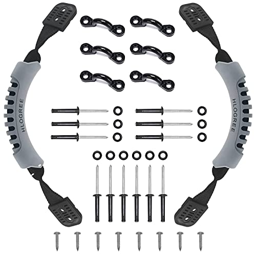 HLOGREE Kayak Handles 2/4 Pack,Kayak Carry Handle with Rivets,Kayak Replacement Handles,Kayak Handles for Emotion/Pelican/Hobie/Lifetime/sit on top/Ocean/Wilderness Accessories,Kayak Parts - color: Gray - 2PCS Kayak Handles