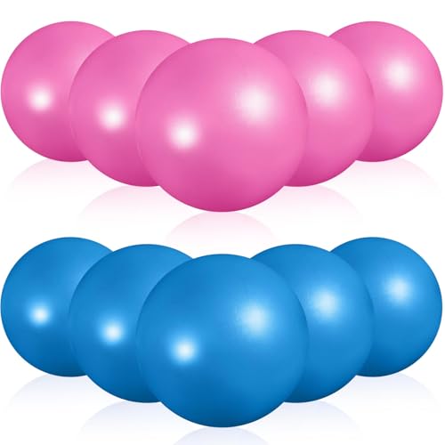 Aoriher 10 Pack 9 Inch Small Pilates Ball Bulk Mini Exercise Ball Portable Non-Slip Workout Yoga Balls with Air Pump for Stability, Barre, Fitness, Balance, Physical &Core, Gym Home Office Use - color: Pink,Blue