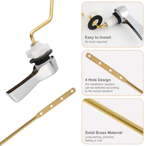 Hibbent Universal Metal Side Mount Toilet Handle Replacement Kit, Chrome | Upgraded Toilet Flush Handle with Solid Brass Toilet Tank Lever, Stainless Steel Flapper Chains for Most Toilets - color: Chrome, style: Upgraded Side Mount