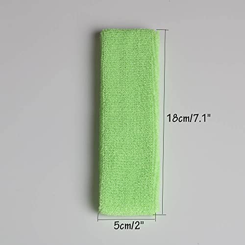 Cotton Sweatband Headbands,Pack of 12,Elastic Stretchy Sport Terry Cloth Sweat Bands,Yoga Workout Fitness Exercise Basketball Headband - color: 12pcs x apple green cotton sweatband headbands