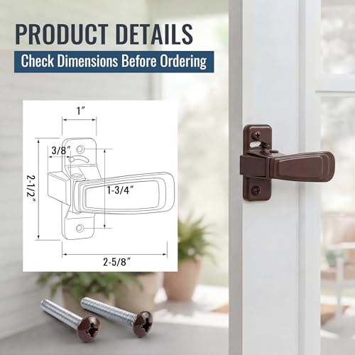 Replacement Screen Door Latch, Heavy Duty Inside Door Handle Compatible with Storm Doors Handle, Interior Latch for Screen and Storm Doors(for Non-Spring Loaded Strike,Brown) - color: Brown, style: for Non-spring Loaded Strike