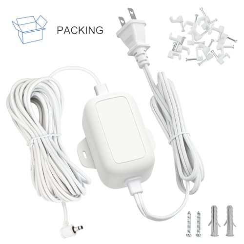 ALERTCAM Outdoor Power Adapter for Stick Up Cam Battery/Plug-in 3rd Gen, 25 ft Weather Resistant Charging Cable with Barrel Plug Continuously Charge Your Security Camera, White - color: White