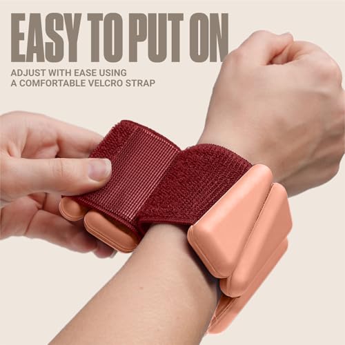 SPORTBIT Wrist and Ankle Weights for Women - Set of 2 (1lb Each) Wearable Ankle & Wrist Weights - Leg & Arm Bands, Silicone Weighted Bracelets for Workout, Walking, Running, Yoga, Pilates - color: Peach