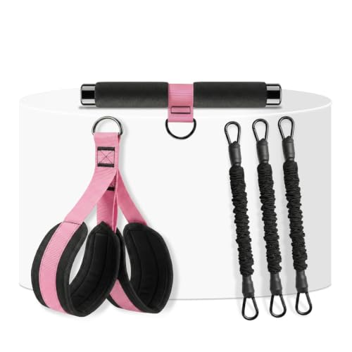 Pedal Resistance Band with Handles, 3 Adjustable Bands, Each Band Provides up to 30 lbs at Maximum Stretch, Combine 1/2/3 Bands for up to 90 lbs, Full Body Home Workout for Core, Arms and Legs
