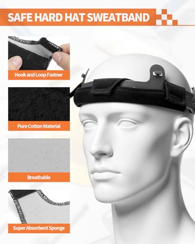 6 PCS Hard Hat Liner, Hard Hat Sweatband, Washable Hardhat Sweatband, Reusable Flame Retardant Cotton Hard Hats Sweat for Chainsaw Helmet, Hard Hats Liner Replacement, Welding Helmet - color: Black