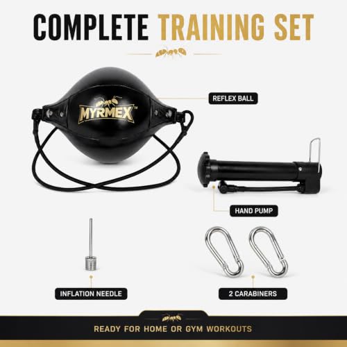 MYRMEX Double End Bag for Boxing Training, with Elastic Cords, Durable Double End Punching Bag, for Speed, Accuracy, Reflex & MMA Training
