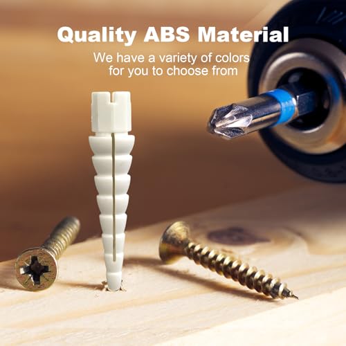 White 12PCS Stripped Screw Hole Repair Anchor, Door Hinge Screw Hole Filler, Multi Use Wall Anchors, Fits Wood Screws Sizes #2 to #16 - color: White