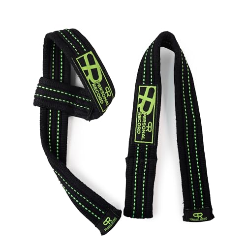 PR Lifting Straps for Weightlifting – Heavy Duty Deadlift Straps with Extra Thick Material for Grip & Wrist Support – Gym Wrist Straps for Powerlifting, Bodybuilding, Strength Training Personal Record - color: Black Neon