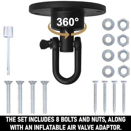 Speed Ball Boxing – MMA Speed Bag & Hanging Swivel Kit for Boxing Training – Punching Bag for Muay Thai, Kickboxing, Martial Arts, Reflex and Speed Training Striking Bag - color: Matt Black & Gold