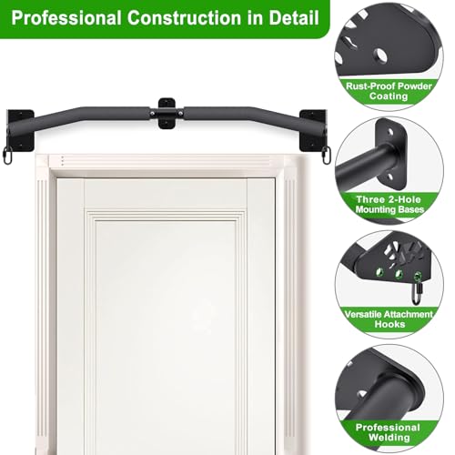 SELEWARE Heavy Duty Wall Mount Pull Up Bar, Joist Mount Chin Up Bar for Doorway, Sturdy Steel Construction, w/Resistance Band Hooks, Fits 32"/36" Wall Studs for Home Gym Strength Training - size: B: 32" x 1.6" Dia Grip