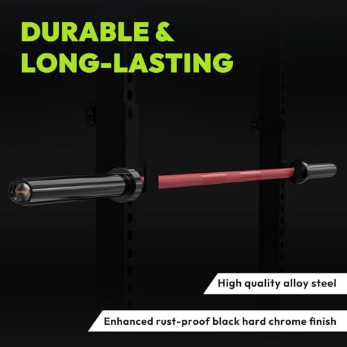 HANDBODE Olympic Barbell 6.5 ft/7 ft, 2 Inch Straight Womens Bars, 35 lb/45 lb Weight Bar, 1000 lb High-Capacity, for Weightlifting, Bench Press, Deadlift, Squat, Home Gym Strength Training - color: 7 ft Barbell 45 lb, 1000 lb, Red & Black