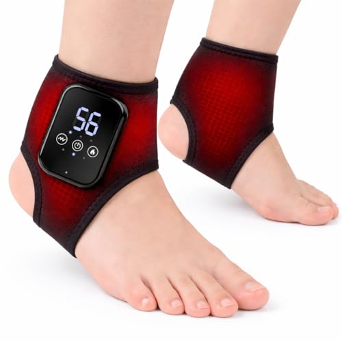2 PCS Cordless Ankle Massager for Pain Relief, Foot Massager for Neuropathy, Ankle Heating Pad with Massage, Foot Ankle Massager, Heated Foot Massager, 3 Heat Levels, 3 Massage Modes, Black - color: Black, size: 2 PCS