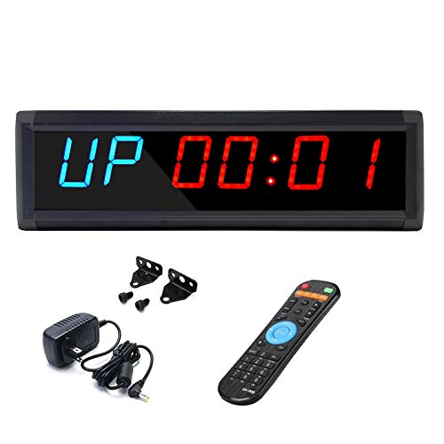 Gym Timer with Remote Countdown Garage Workout Fitness Clock Blue 1.8inch - color: Blue and Red