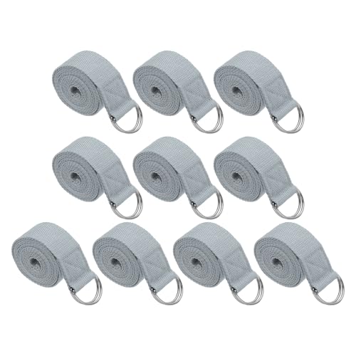 PATIKIL Yoga Strap for Stretching, Cotton Yoga Belt with Adjustable Metal D-Ring Buckle Stretch Band for Fitness Pilates - color: Light Grey