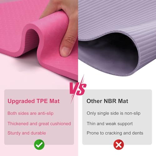 RINREA Gymnastic Bars for Kids, Adjustable Height Horizontal Bar for Home | 5-Height 35"-51", Foldable & Space-saving, Indoor Outdoor Training Kip Bar, with Gymnastics Rings & Gymnastics Pad - color: Pink with Mat