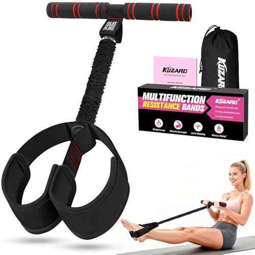 Upgraded Pedal Resistance Band with Handles, Multifunction Foot Pedal Resistance Bands for Abdomen,Waist,Arm, Core/ABS,Leg Workout at Home - Physical Therapy,Stretching,Strength Equipment - color: Black
