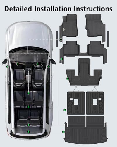 Floor Mats Custom for Jeep Grand Cherokee L 2021-2025 2026 Captain Chair(Only for 6-Seater w/o 2nd Row Armrest) TPE All Weather Cargo Liner with Backrest Mat & Door Sill Guards Accessories, Black - size: For Jeep Grand Cherokee L 6-Seater 2021-2025