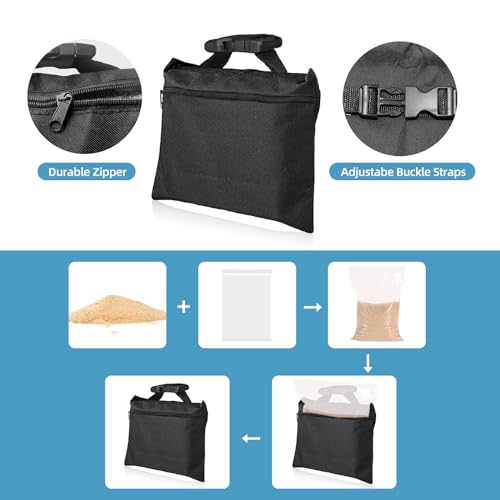 2 Packs Sandbags, Heavy Duty Sand Bags, Sand Bags Heavy Duty with Zipper and Buckle Straps for Support Light Stand - size: 2 PCS