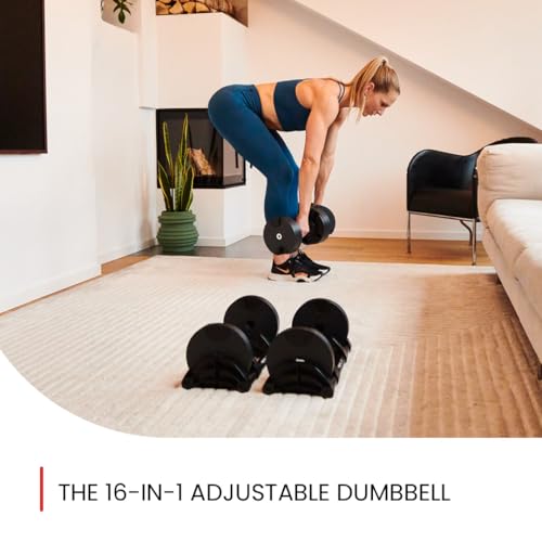 NUOBELL Adjustable Dumbbells 5-80 lbs: Replace 16 Sets, Ideal for Home Gym Weight Bench & Press - color: Total Black