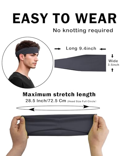 Headbands for Men & Women, Sweat Headband Non-Slip Sweatband Sports Running Cycling Yoga Basketball Workout Football Training - color: Grey Pack