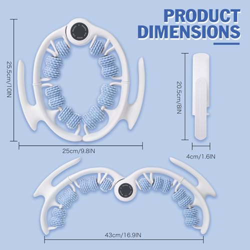 Cellulite Massage Tool Lymphatic Drainage Massager for Thighs & Legs & Buttocks, Anti Cellulite Roller with Detachable Handles Fascia Massage Tool for Contoured & Smoother Skin, White-Blue - color: White
