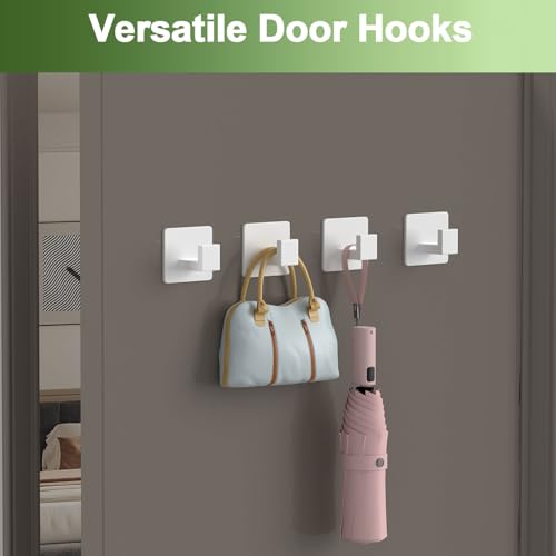 Adhesive Shower Hooks, Towel Hooks for Hanging Robe, Coat, Hat, Loofah, Heavy Duty Wall Hooks Stick on Bathroom, Kitchen and Office (2 Pack, White) - color: White, size: Adhesive "7" Shape -2 Pack