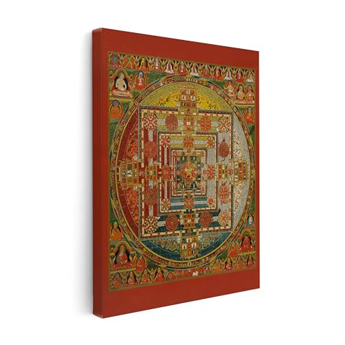 Monem Art Kalachakra Mandala Canvas - Retro Wheel of Time Print - Buddhism Art - Tibetan Art - Gift for Men, Women - Decor for Spa, Yoga Studio, Meditation Room - Available in 8x10 to 30x40 - color: Style-14