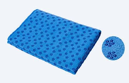 IBL-Yoga Towel, Hot Yoga Mat Towel - Sweat Absorbing Non-Slip for Hot Yoga, Pilates and Workout, 24x72 inches with Grip - color: Blue