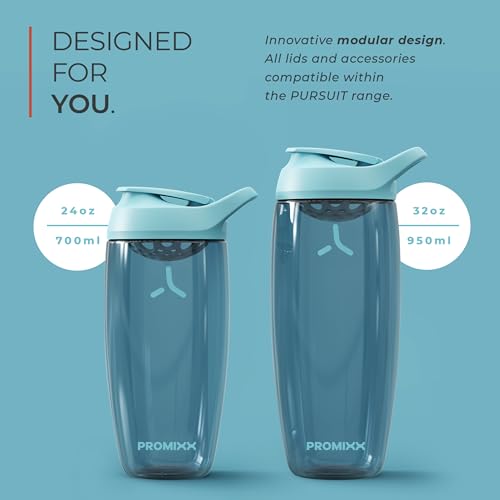 Promixx Pursuit Protein Shaker Bottle (24 oz) – Silent No-Ball Mixer, Leak-Proof Lid, BPA/BPS & Phthalate-Free ECOZEN – Easy-Clean Shaker Cup for Protein Shakes, Pre & Post-Workout Smoothies - color: Ocean Calm Blue, size: 24 Ounces, style: 24 oz