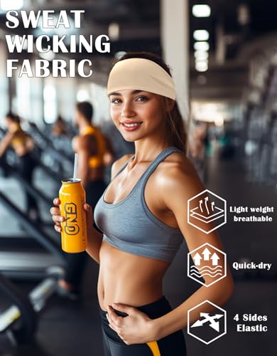 Headbands for Men & Women, Sweat Headband Non-Slip Sweatband Sports Running Cycling Yoga Basketball Workout Football Training - color: Flesh Color