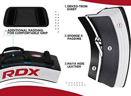 RDX Kick Shield Muay Thai Kickboxing, Heavy Curved Kicking Striking Body Pad, Punching Foot Target MMA Boxing Training, 3 Padded Handles, Martial Arts Karate TKD Taekwondo (ONE PAD ONLY)