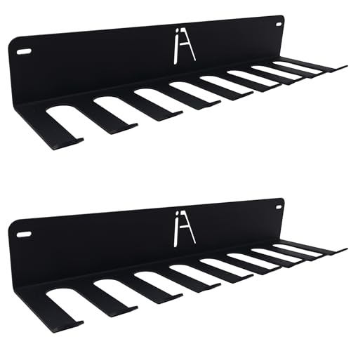 IRON AMERICAN USA Omega Gym Storage Rack 9-Hook Heavy-Duty Gym Wall Organizer Gym Caddy Hanger - Gym Accessory Storage - Resistance Bands, Jump Ropes, Barbells, Lifting Belts, Cable Attachments - 2pk - style: OMEGA GYM RACK (2-PACK)