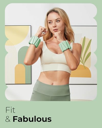 Pilates Weight | Wrist & Ankle Weights for Women | Weighted Bangles | 1LB/ 2LB Each (Set of 2) - color: Sage, size: 1 LB