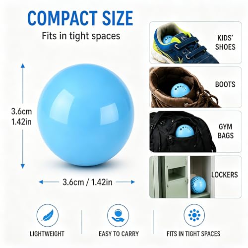 Knixmax Shoe Deodorizer Balls, Odor Eater Ball for Sneakers Boots Mules, Air Fresheners for Gym Gear Bags Lockers, Fresh Linen scent, Pack of 6, Blue - color: 3. Blue: Fresh Linen