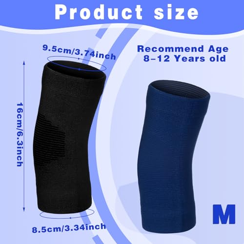 Lenwen 4 Pairs Kids Elbow Brace Compression Arm Elbow Sleeve Knit Guard Gym Protectors for Boys Teen Children Girls Basketball Volleyball Tennis Cycling(5-10 Years,Black, Dark Blue) - color: Black, Dark Blue, size: 5-10 Years