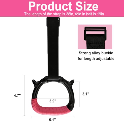 Tepemccu Gymnastics Rings for Kids, Pull Up Rings for Strength Training | with Adjustable Straps, Home Gym Full Body Workout - color: Pink