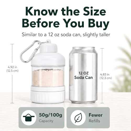 2 Pack Protein Powder Container to Go with Keychain & Keyring, Large Capacity, Clear, Leakproof, Ideal for workouts, fitness, or travel - color: Black&White