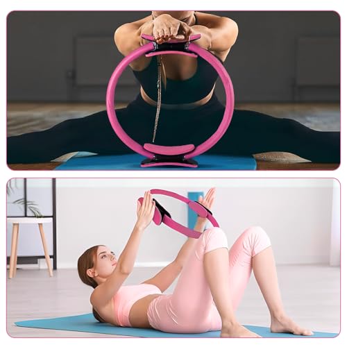 Pilates Ring and Ball Set, 6 Pcs Home Pilates Kit with 13” Circle Circle Yoga Ring 3 Resistance Bands 9.8” Pilates Ball Pilates Grip Socks, Pilates Essential Kit for Women Girl Home Workouts - size: 6 PCS