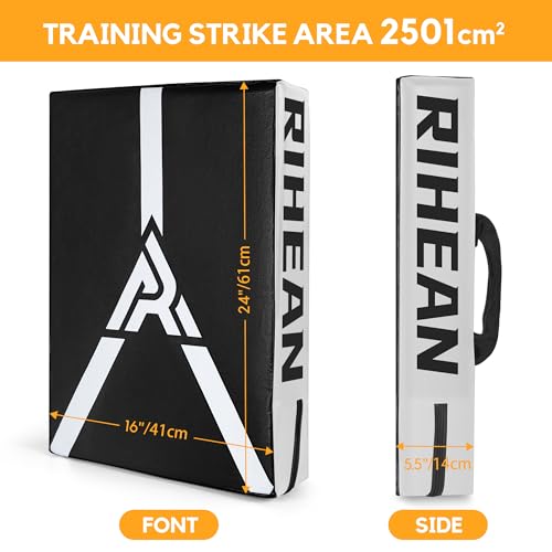 Martial Arts Kicking Shields Pad for Muay Thai, Taekwondo, Football, Basketball Training - Denser Foam, Longlasting PU Leather Kick Shield - style: 24x16in White