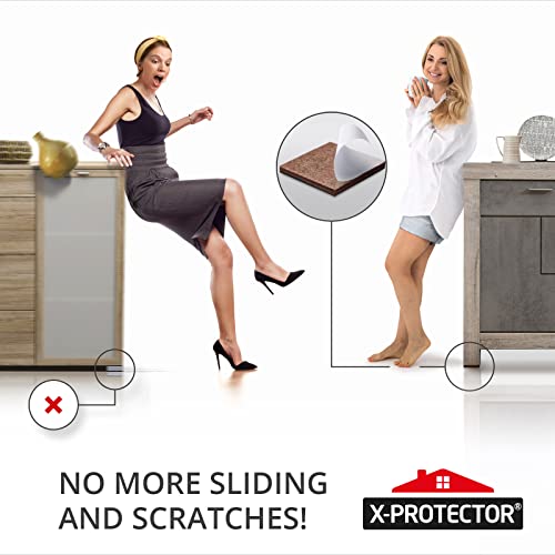 Non Slip Furniture Pads 8pcs 1 1/4" X-Protector Premium Furniture Grippers! | Self-Adhesive Rubber Feet Furniture Feet - Ideal Non Skid Furniture Pad Floor Protectors - Keep Furniture in Place! - size: 8 Square 1.25"