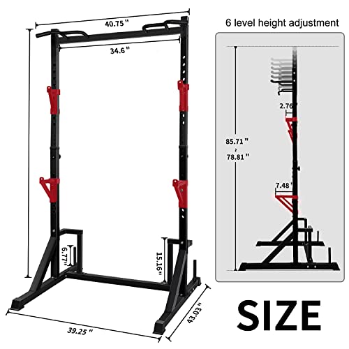 CANPA Multifunction Power Rack with Pull up Bar, Heavy Capacity and Adjustable Squat Stand Rack for Home Gym Equipment, Power Rack Cage - color: Black
