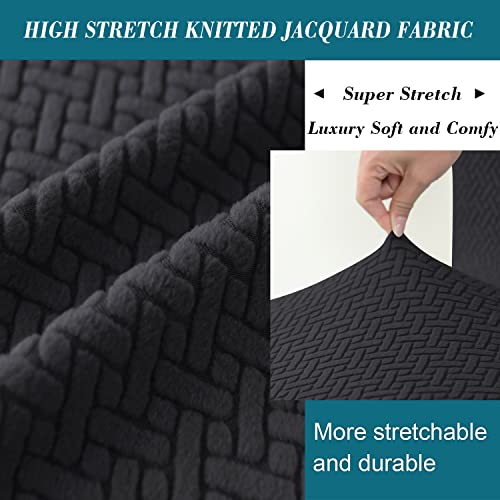 HFCNMY Bar Stool Covers with Backs,4 Pack Stretch Bar Stool Chair Covers,Jacquard Bar Stool Covers,Washable Bar Chair Covers Swivel Barstool Covers Slipcovers with Back Black - color: Black