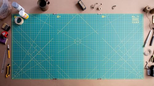 OLFA 35" x 70" Connecting Grid Rotary Cutting Mat Set (RM-CLIPS/3-01) - Self Healing Double Sided 35x70 Inch Cutting Mat with Grid for Fabric & Sewing, Designed for Use with Rotary Cutters (Green) - size: 35"x70" (new)