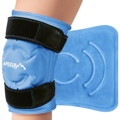 APEXUP Ice Pack for Knee Pain Relief, Large Reusable Wrap After Surgery, Flexible Gel Cold Pack for Injuries, Pain Relief for Back, Shoulder, Elbow, Ankle and Leg (Blue, XXL, 1PK) - size: 2X-Large-1PK, style: Blue
