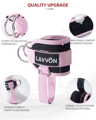 Barbell Squat Pad Set- Nylon Padding AntiSlip- Thick Foam Barbell Pad for Squats Cushion,Lunges&Bar Padding for Hip Thrusts -Standard Olympic Weight Bar Pad (Wrist Straps Weightlifting-Ankle Straps) - color: Ankle-Pink