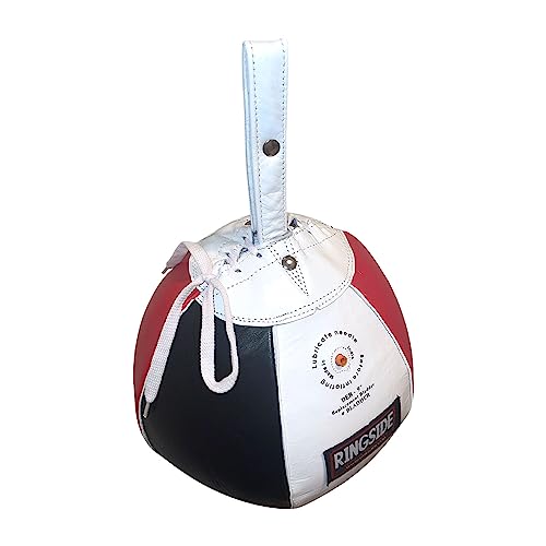 Ringside Leather Boxing Double End Bag - Speed & Reflex Punching Target with Bungee Cables for MMA, Muay Thai, and Striking Accuracy - size: 9"