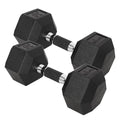 Yes4All Chrome/Rubber Grip Encased Hex Dumbbells – Hand Weights With Anti-Slip 10-30 LBS Pair - color: F. 30lbs - Pair, style: Rubber Grip