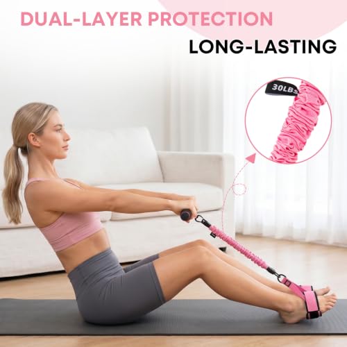Sit Up Assist Strap, Multifunctional Foot Pedal Resistance Band Set 30-90LB, Adjustable Strength Home Gym Fitness Equipment for Full Body Workout – Portable Home Gym for Men & Women