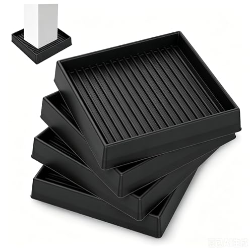 xxxHOLIC Rubber Non Slip Furniture Pads, 3" x 3" Black Square, Set of 4 | Furniture Grippers for Hardwood Floors, Anti Skid Furniture Cups, Bed Frame & Couch Stoppers, Floor Protectors for Furniture - color: Black, size: 3"*3"Square